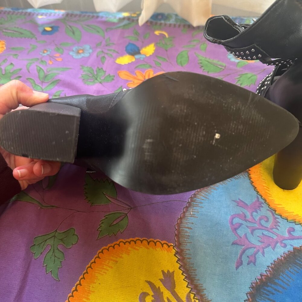 Steve Madden Black Studded Ankle Boots - Picture 10 of 10